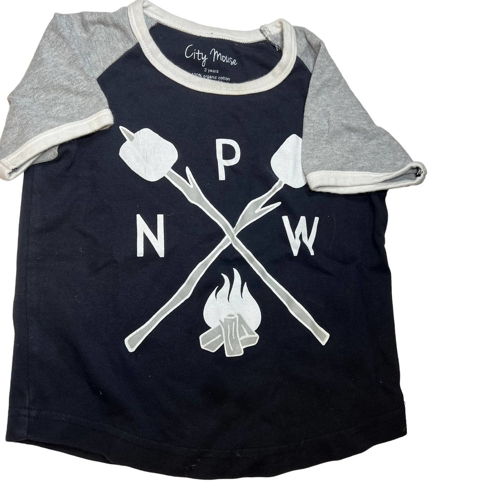 City Mouse PNW Camping Tee Size 3 Year‎ Organic Cotton